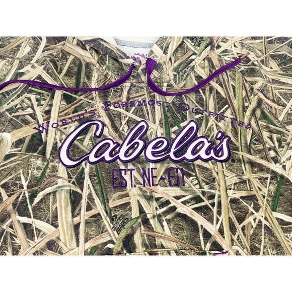 Cabela's Camo Hoodie Sweatshirt Medium Hunting Outdoorsman Woodlands Fishing - Picture 4 of 8
